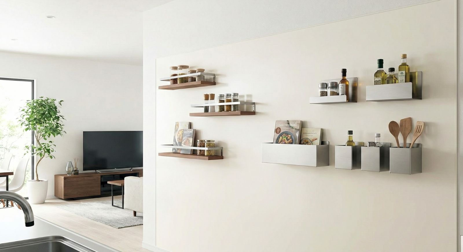 不燃マグボードの使用例・棚やホルダー