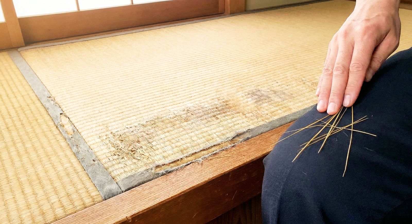 色褪せたり擦り切れた古い畳