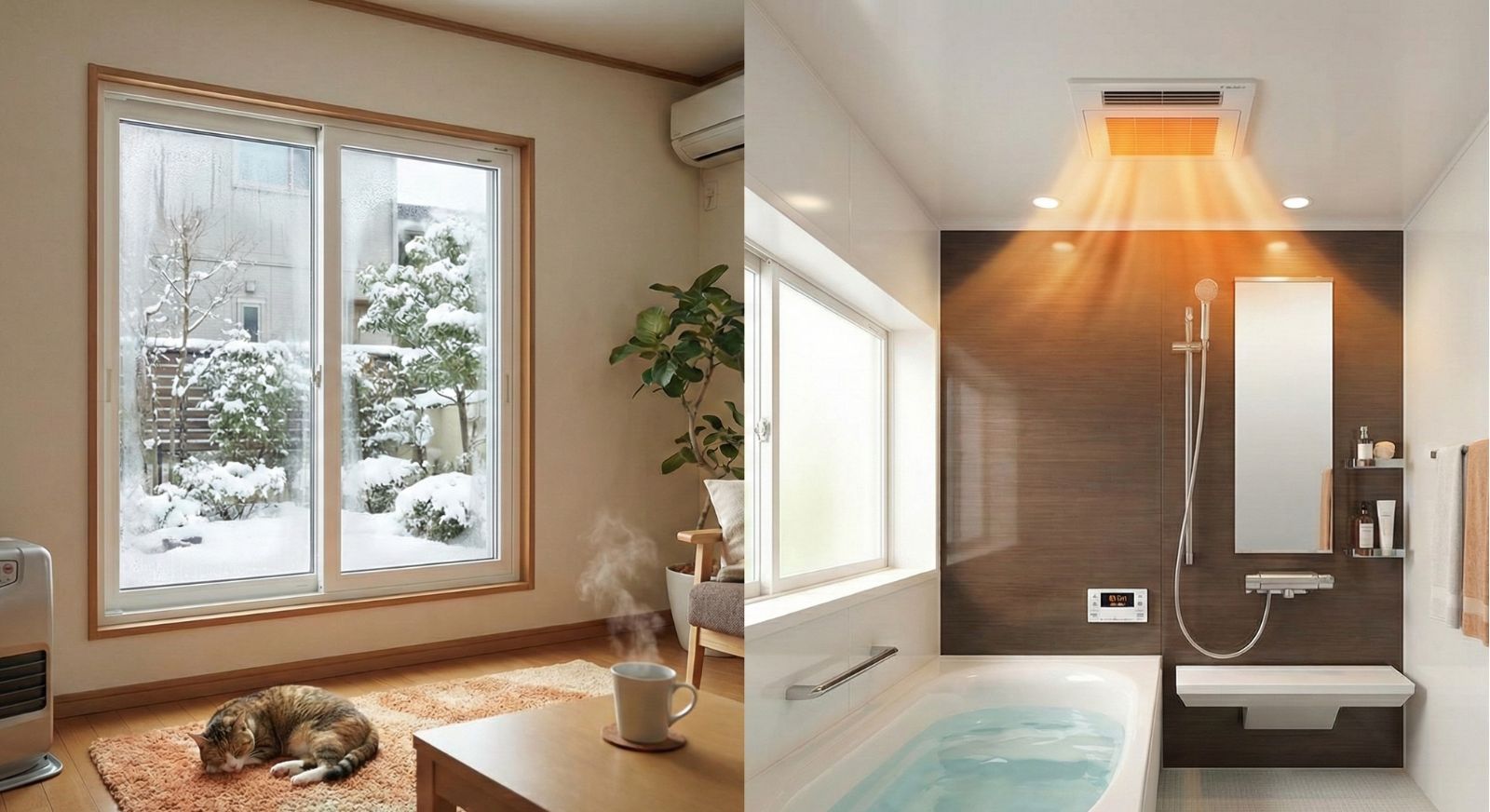 内窓(二重窓)や浴室暖房乾燥機のイメージ