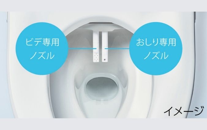 女性にやさしい清潔設計「2本ノズル」